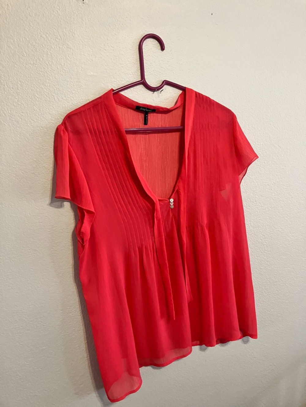 Daisy Fuentes Dainty Sheer Bright Salmon Blouse